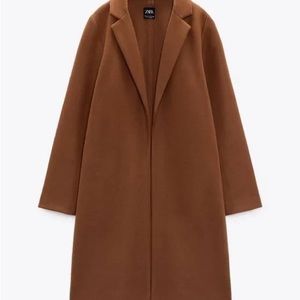 Great Used Condition Zara Coat Dark Camel size small